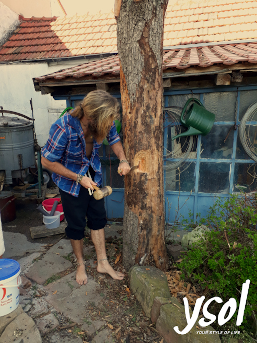 At the beginning of the wood carving...